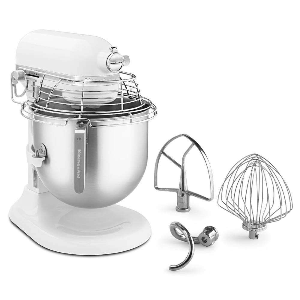 KitchenAid KSMC895WH Commercial NSF 8 Qt. Mixer with Bowl Guard - White