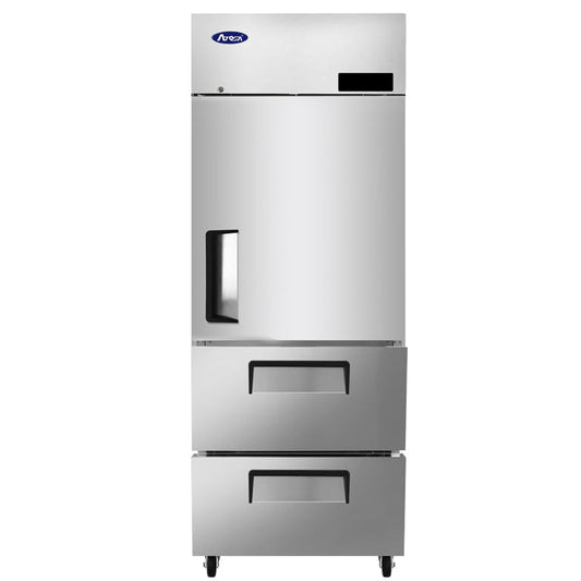 Atosa MBF8022GR 29-inch Top Mount One-Section (1) Top Divided Door (2) Bottom Drawers Refrigerator