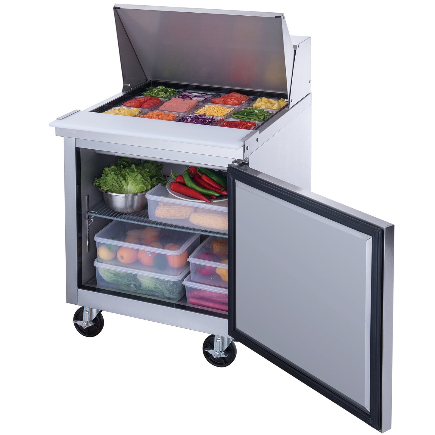 Dukers DSP29-12M-S1 6.5 cu. ft. Single Door Mega Top Sandwich Prep Table