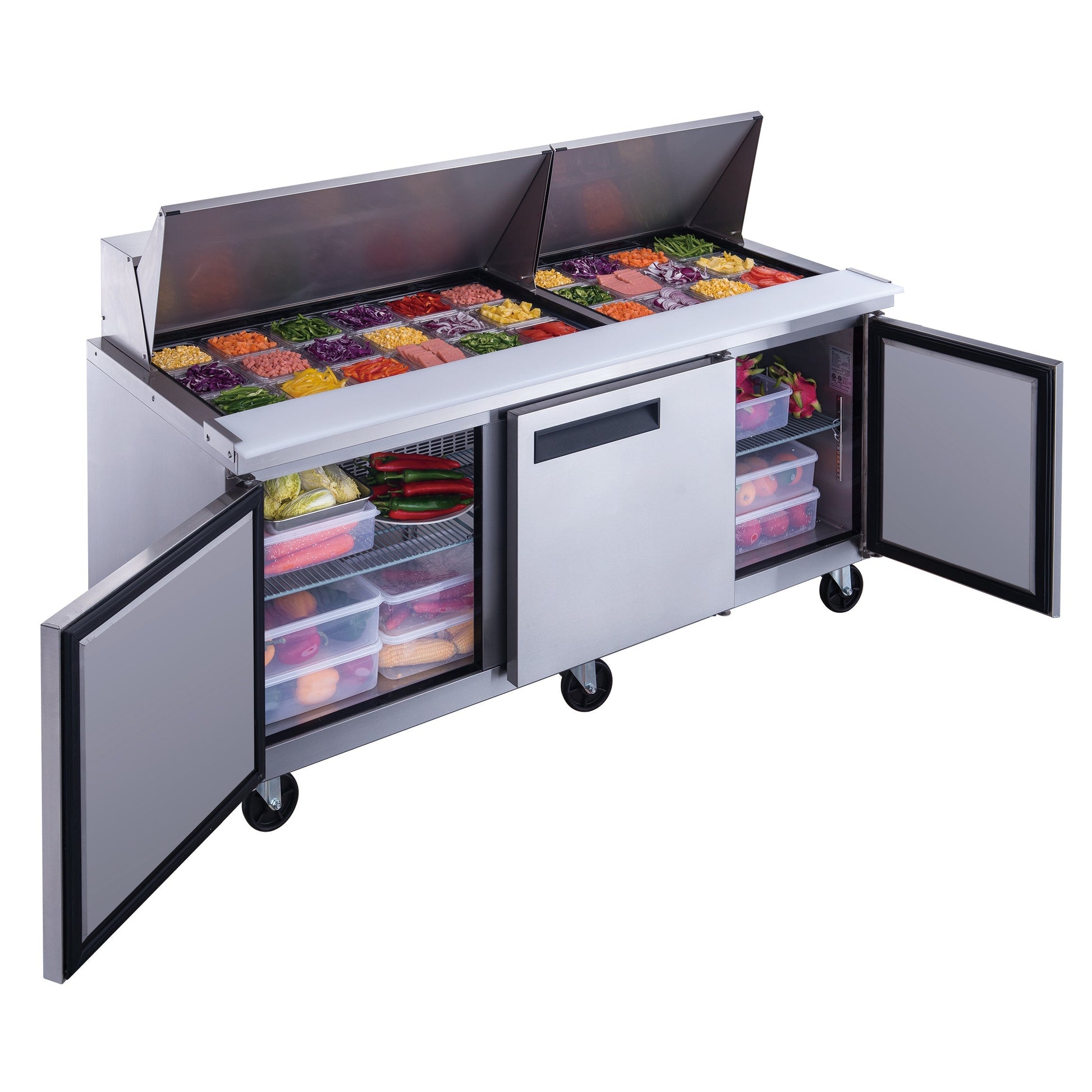 Dukers DSP72-30M-S3 17.5 cu. ft. 3-Door Mega Top Sandwich Prep Table