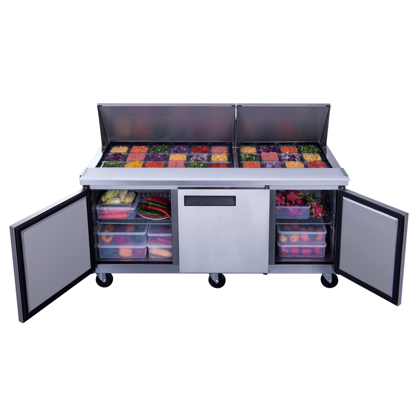 Dukers DSP72-30M-S3 17.5 cu. ft. 3-Door Mega Top Sandwich Prep Table