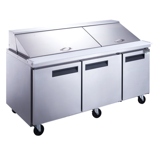 Dukers DSP72-30M-S3 17.5 cu. ft. 3-Door Mega Top Sandwich Prep Table